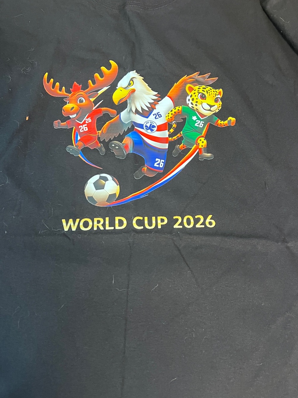 World Cup 2026 Mascot Graphic Short Sleeve Tee - Black unisex